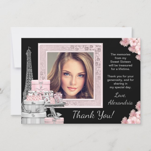 Paris Sweet 16 Thank You Cards (Front)