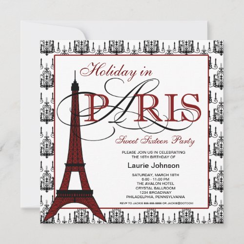 Paris Sweet Sixteen Party Invitation