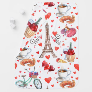 Paris symbols seamless pattern baby blanket