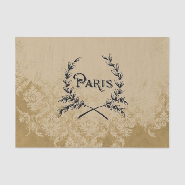 Paris Tan Cream Vintage Damask Tissue Paper (Front)