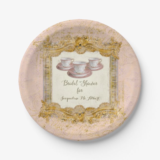 Paris Tea Party Royal Versailles Bridal Shower Paper Plates (Front)