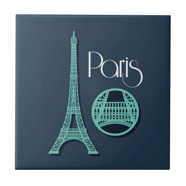 Paris Teal Ceramic Tile (Front)