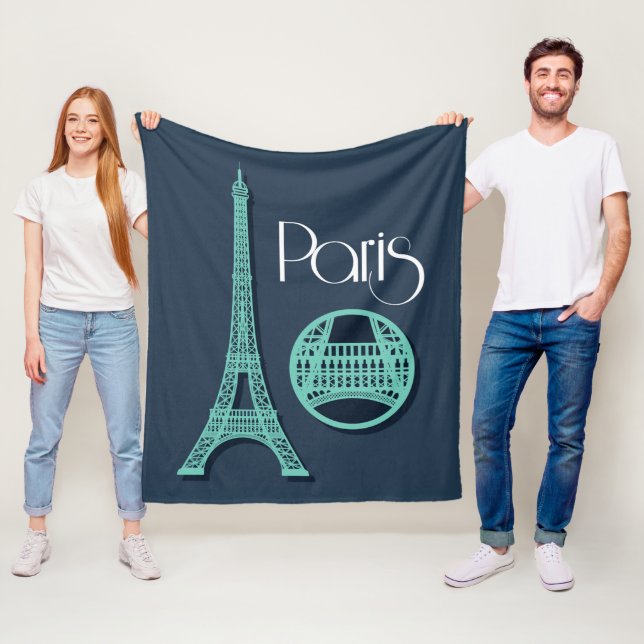 Paris Teal Fleece Blanket (In Situ)