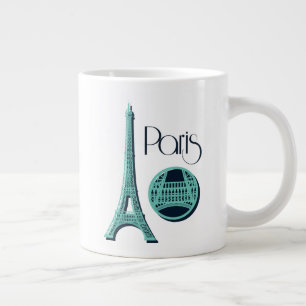 Paris Teal Giant Coffee Mug