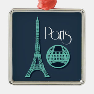 Paris Teal Metal Ornament