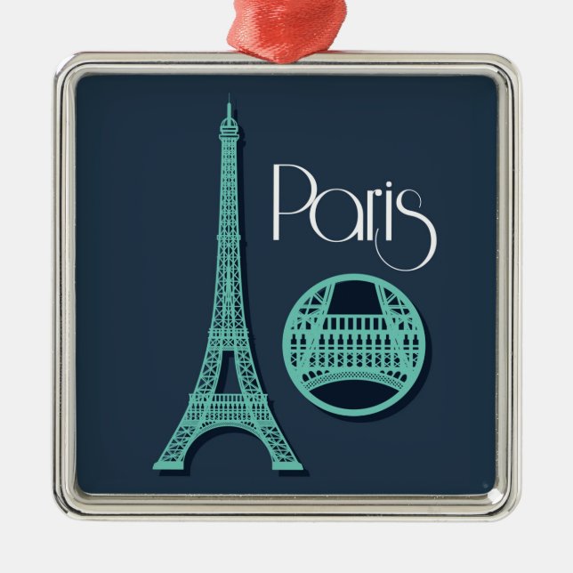Paris Teal Metal Ornament (Front)