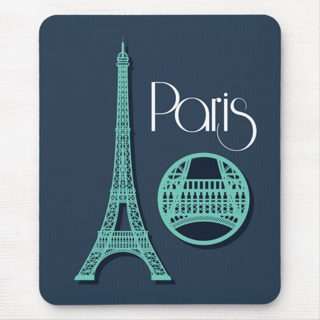 Paris Teal Mouse Pad (Front)