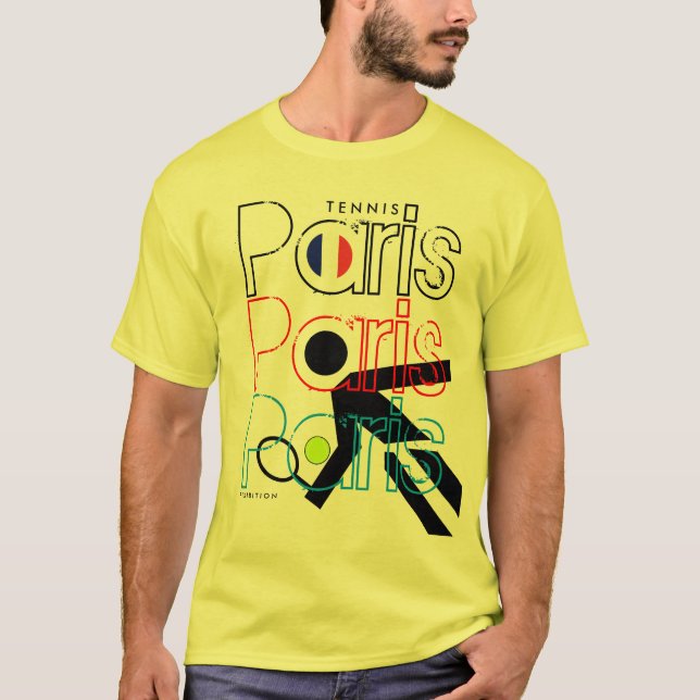 Paris Tennis French Open Flag Yellow T-Shirt (Front)