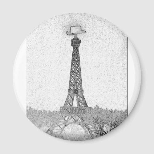 Paris Texas Eiffel Tower Drawing Magnet