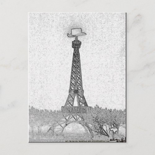 Paris Texas Eiffel Tower Drawing Postcard