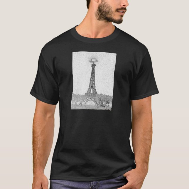 Paris, Texas Eiffel Tower Drawing T-Shirt (Front)