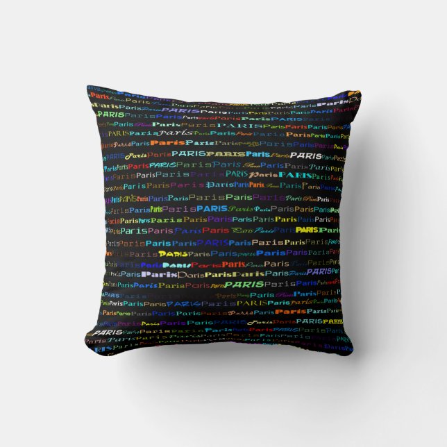 Paris Text Design I Throw Pillow (Front)