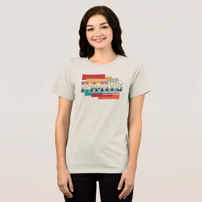 Paris Text with Skyline Tri-Blend Shirt (Front Full)