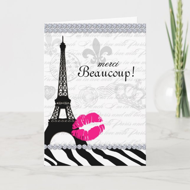 Paris Thank You Card Eiffel Tower Jewelry Zebra (Front)
