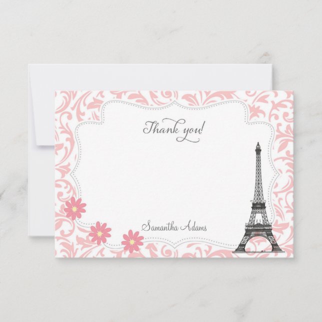 Paris Thank You Card (Pink) (Front)