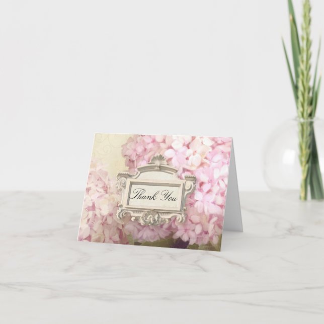 Paris Thank You Note Blush Pink Hydrangea Art (Front)