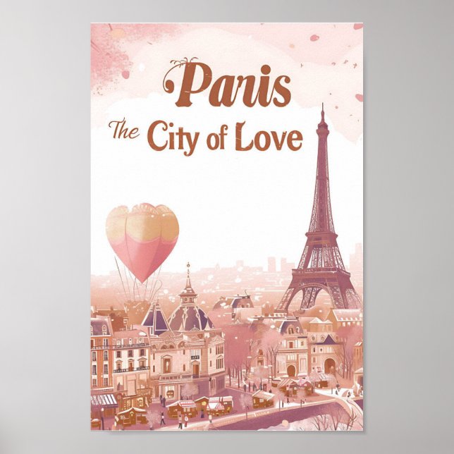 Paris the city of love Art Travel Illustration Poster (Front)
