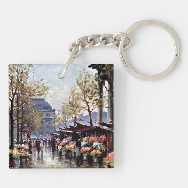 Paris, The Flower Market of La Madeleine Keychain (Back)