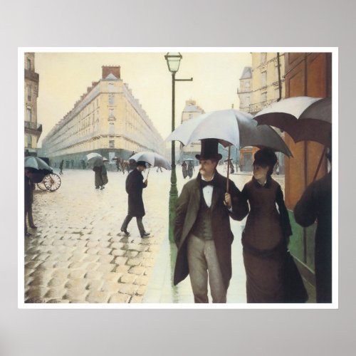 Paris the Place de lEurope on a Rainy Day 1877 Poster