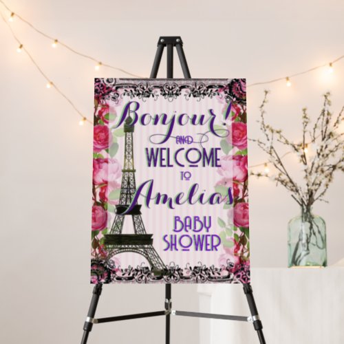 Paris Theme Baby Shower Foam Board Welcome Sign