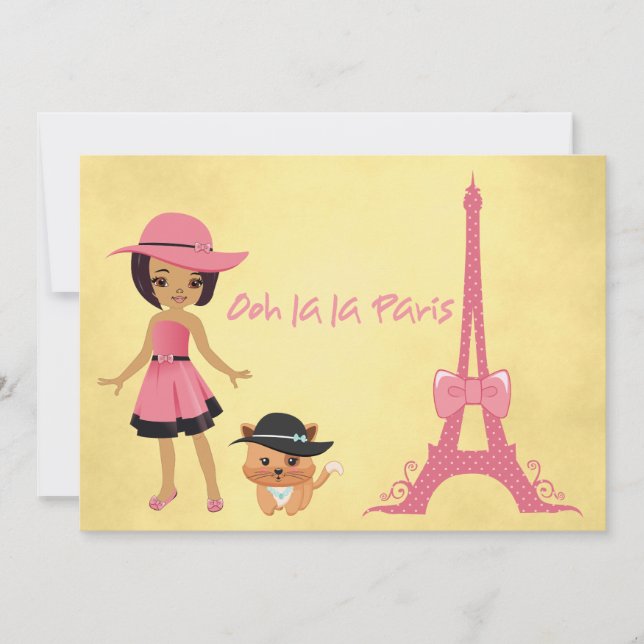 Paris theme birthday invitation (Front)
