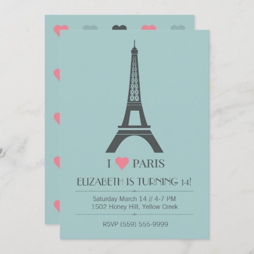 Paris Theme Birthday Invitation