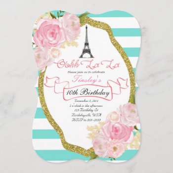 Paris Theme Birthday Party Invitation by Classyyetsassy at Zazzle
