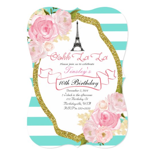 Paris Theme Birthday Party Invitation Zazzle Com