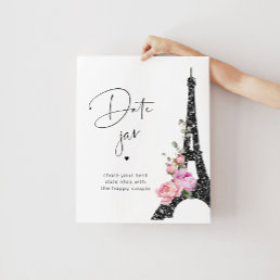 Paris theme black pink Eiffel tower Date jar  Poster