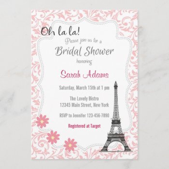 Paris Theme Bridal Shower Invitation by melanileestyle at Zazzle
