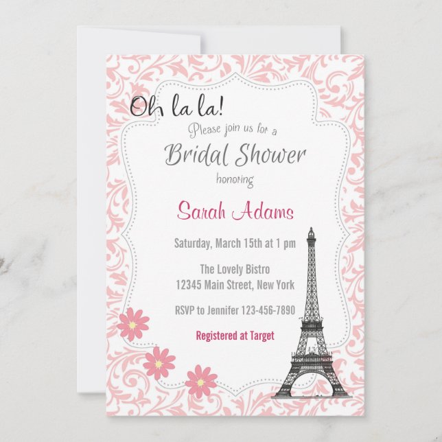 Paris Theme Bridal Shower Invitation (Front)