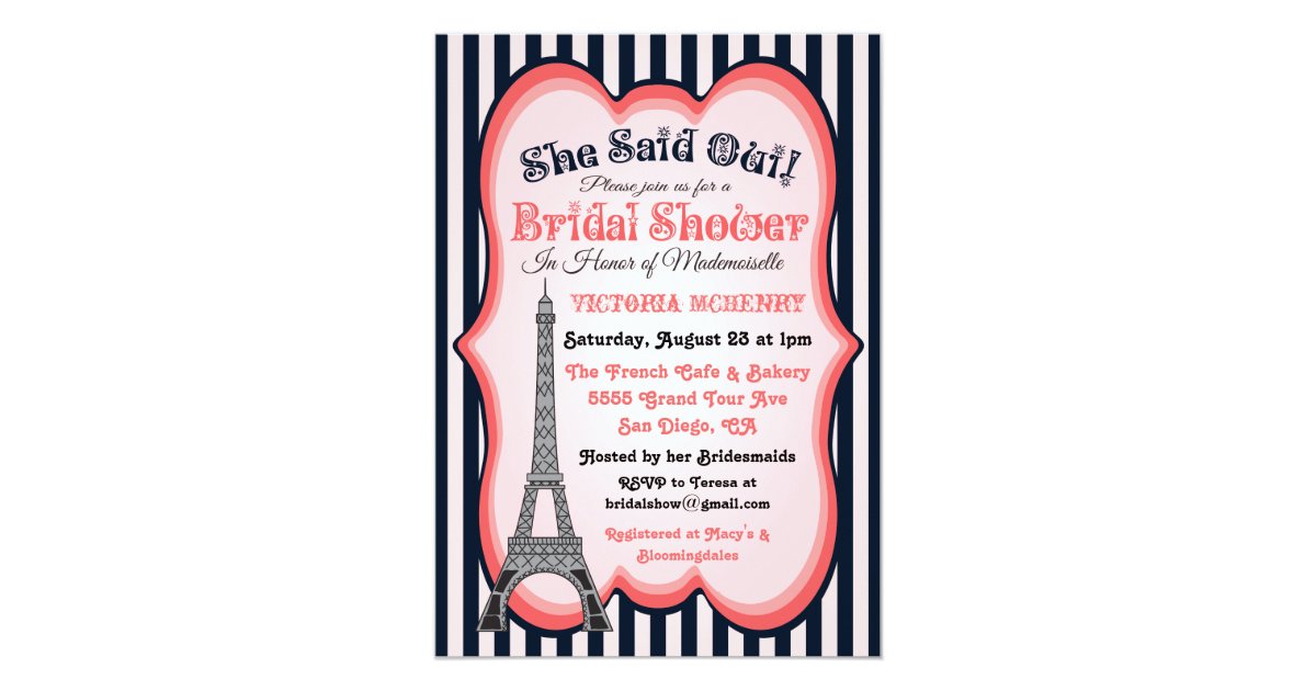 Paris Theme Bridal Shower Invitations Zazzle Paris Theme Bridal Shower Invitations