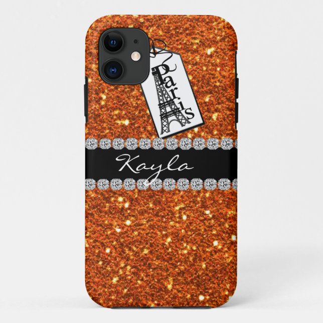 Paris Theme CORAL Crystal BLING  IPHONE  5 Case (Back)