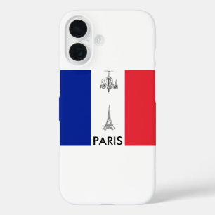 Paris Theme Eiffel Tower French Flag iPhone 16 Case