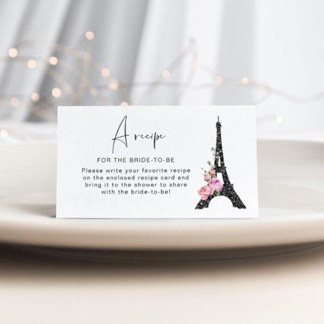 Paris theme Eiffel tower Recipe for the bride Enclosure Card (Creator Uploaded)