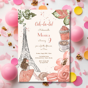 Paris theme french birthday party invitation