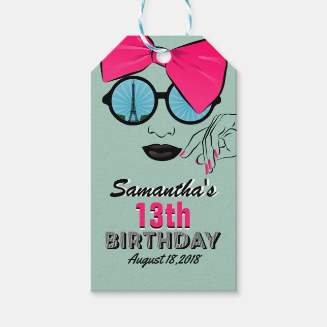 Paris Theme Happy Birthday Gift Tag (Front)