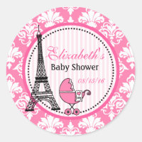 Paris Theme Party Stickers for Baby Shower