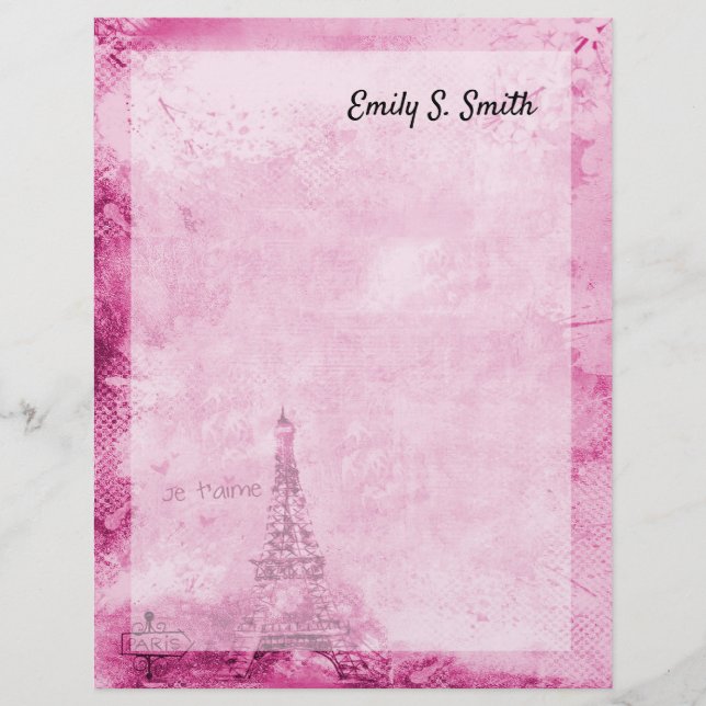 Paris Theme Personalized Valentine Writing Paper (Front)