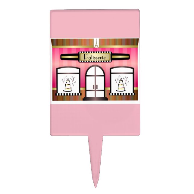 Paris Theme Pimk French Patisserie Cake Pick (Front)