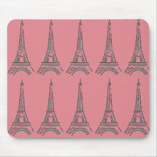 Paris Theme Pink French Eiffel Tower Mouse Pad