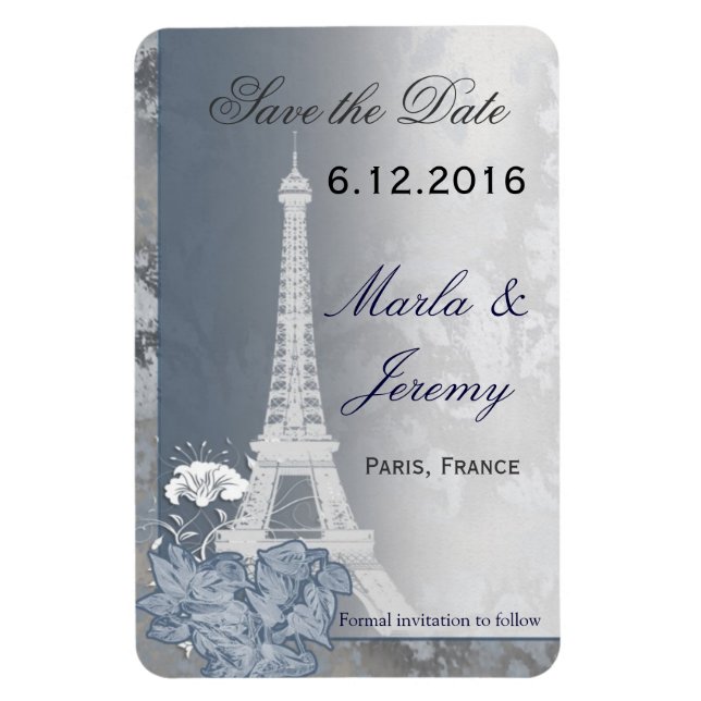 Paris theme save the date magnet (Vertical)