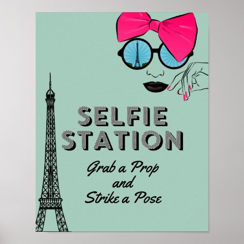 Paris Theme Selfie Station Birthday  Poster Sign