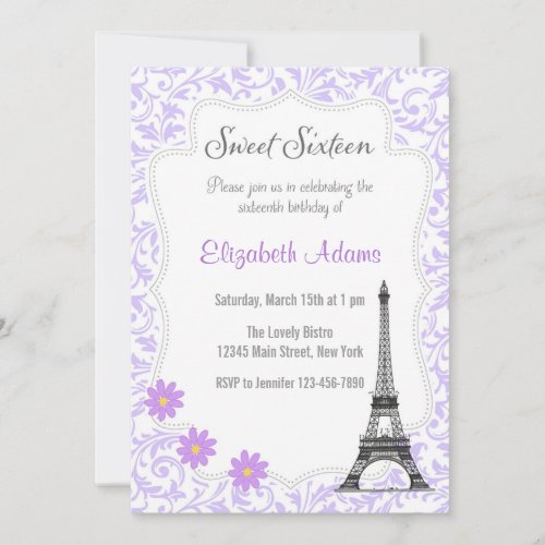 Paris Theme Sweet Sixteen Invitation