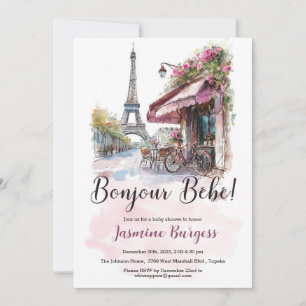 Paris themed Baby Shower Invitation - Bonjour Bebe