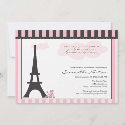 Paris Themed Birthday Invitation