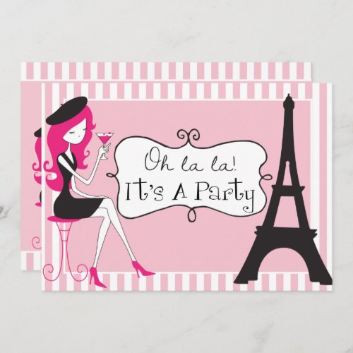 Paris Themed Birthday Invitation