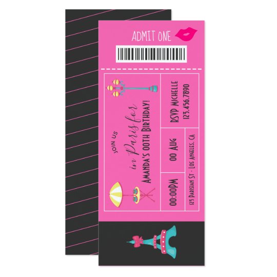 Glow in the Dark Neon VIP Birthday Party Ticket Invitation | Zazzle.com