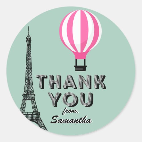 Paris Themed Birthday Thank You Sticker