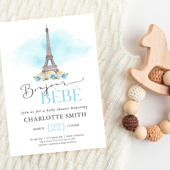Paris Themed Bonjour Bébé Baby Shower Invitation (Creator Uploaded)